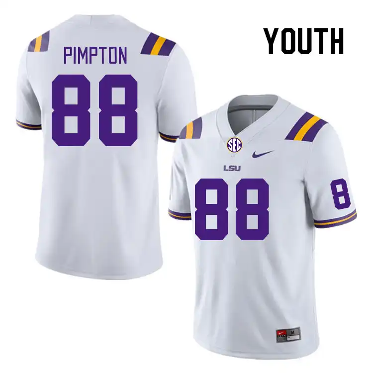 Youth LSU Tigers Ka'Morreun Pimpton #88 White NCAA Football Jersey